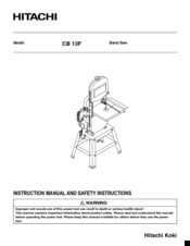 Hitachi CB 13F Instruction Manual And Safety Instructions