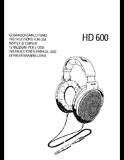 Sennheiser HD 600 AVANTGARDE Manuals 