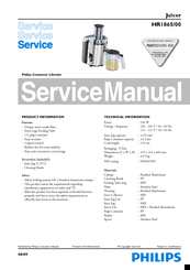 Philips HR1865/00 Service Manual