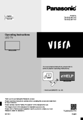 Panasonic TX-50DXF787 Operating Instructions Manual