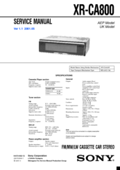 Sony XR-CA800 Service Manual