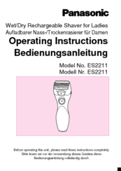 Panasonic ES2211 Operating Instructions Manual