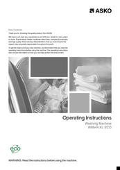 Asko W8844 XL ECO Operating Instructions Manual
