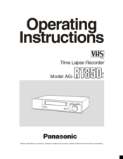 Panasonic AGRT850 - TIME LAPSE VTR Operating Instructions Manual