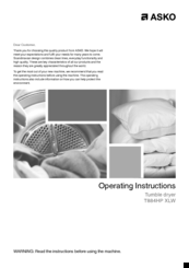 Asko T884HP XLW Operating Instructions Manual