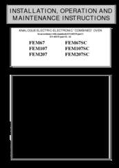 FORNI FEM207SC Installation, Operation And Maintenance Instructions