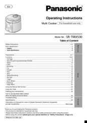 Panasonic SR-TMX530 Operating Instructions Manual