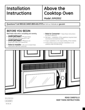 GEAppliances JVM2052 Installation Instructions Manual