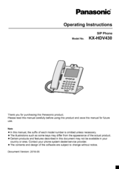 Panasonic KX-HDV430C Operating Instructions Manual