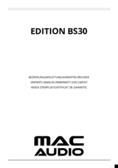 MAC Audio edition BS30 Owner's Manual