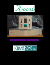 Crane Song Avocet Operator's Manual