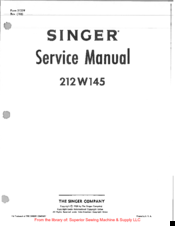Singer 212Wl45 Service Manual