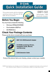 D-Link DBT-122 Quick Installation Manual