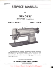 Singer Sewing Machine 211G Service Manual & Applicable 111G 111W 211U 211W 411U 
