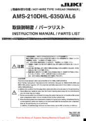 JUKI AMS-210DHL-6350/AL6 Instruction Manual And Parts List