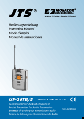 JTS UF-20TB/5 Instruction Manual