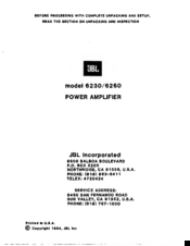 JBL 6230 Instruction Manual