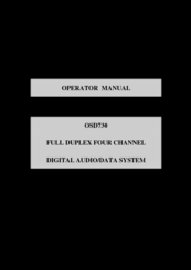 Optical Systems Design OSD730 Operator's Manual