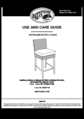 HAMPTON BAY RAYNHAM BISTRO CHAIR Use And Care Manual