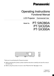 Panasonic PT-SW280A Operating Instructions Manual
