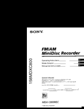 Sony 158MDXC800 Operating Instructions Manual