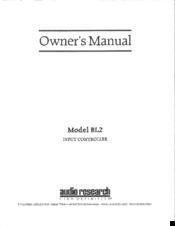 Audio Research BL2 User Manual