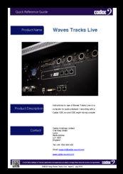 Cadac Waves Tracks Live Quick Reference Manual