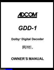 Adcom GDD-1 Owner's Manual