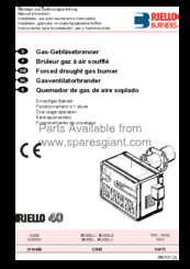 Riello GS20 Installation, Use And Maintenance Instructions