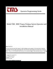Triangle MicroSystems TMS - 800F Operator And Installation Manual