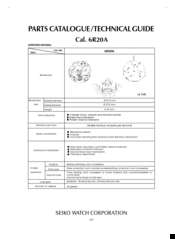 Seiko 6R20A Technical Manual & Parts Catalogue