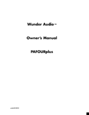 Wunder Audio PAFOURplus Owner's Manual