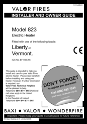 Valor Fires 823 Installer And Owner Manual