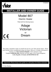 Valor 807 Installer And Owner Manual