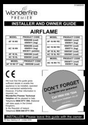 Wonderfire airflame excel mk.3 ac 18xl Installer And Owner Manual
