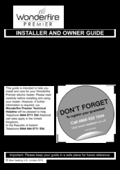 Wonderfire 850 Installer And Owner Manual