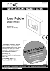 Baxi IVORY PEBBLE 800 Installer And Owner Manual