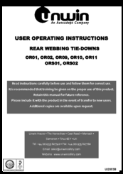 Unwin OR11 User Operating Instructions Manual