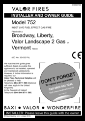 Valor Fires 752 Installer And Owner Manual