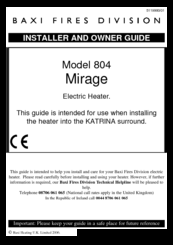 Baxi Fires Division MIRAGE 804 Installer And Owner Manual
