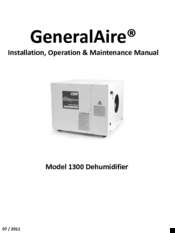 GeneralAire 1300 Installation, Operation & Maintenance Manual