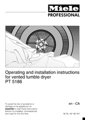 Miele PT 5186 Operating And Installation Instructions