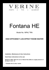 Verine Fontana HE NPHL**RN Installation, Maintenance & User Instructions