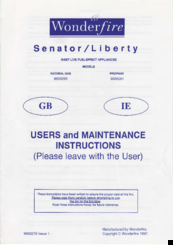 Wonderfire 9500261 User And Maintenance Instructions