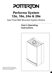 Potterton Performa System 12e User Operating Instructions Manual