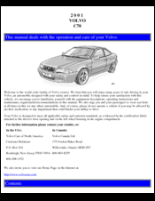 Volvo 2001 C70 Operation And Care Manual