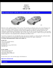 Volvo 2003 S40 Operation And Care Manual