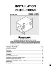 Panasonic FV-10NLF1 Installation Instruction