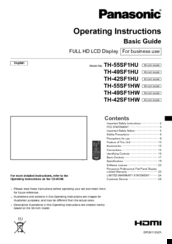 Panasonic TH-49SF1HW Operating Instructions Manual