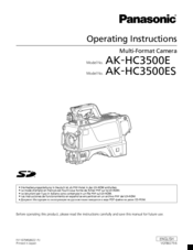 Panasonic AK-HC3500E Operating	 Instruction